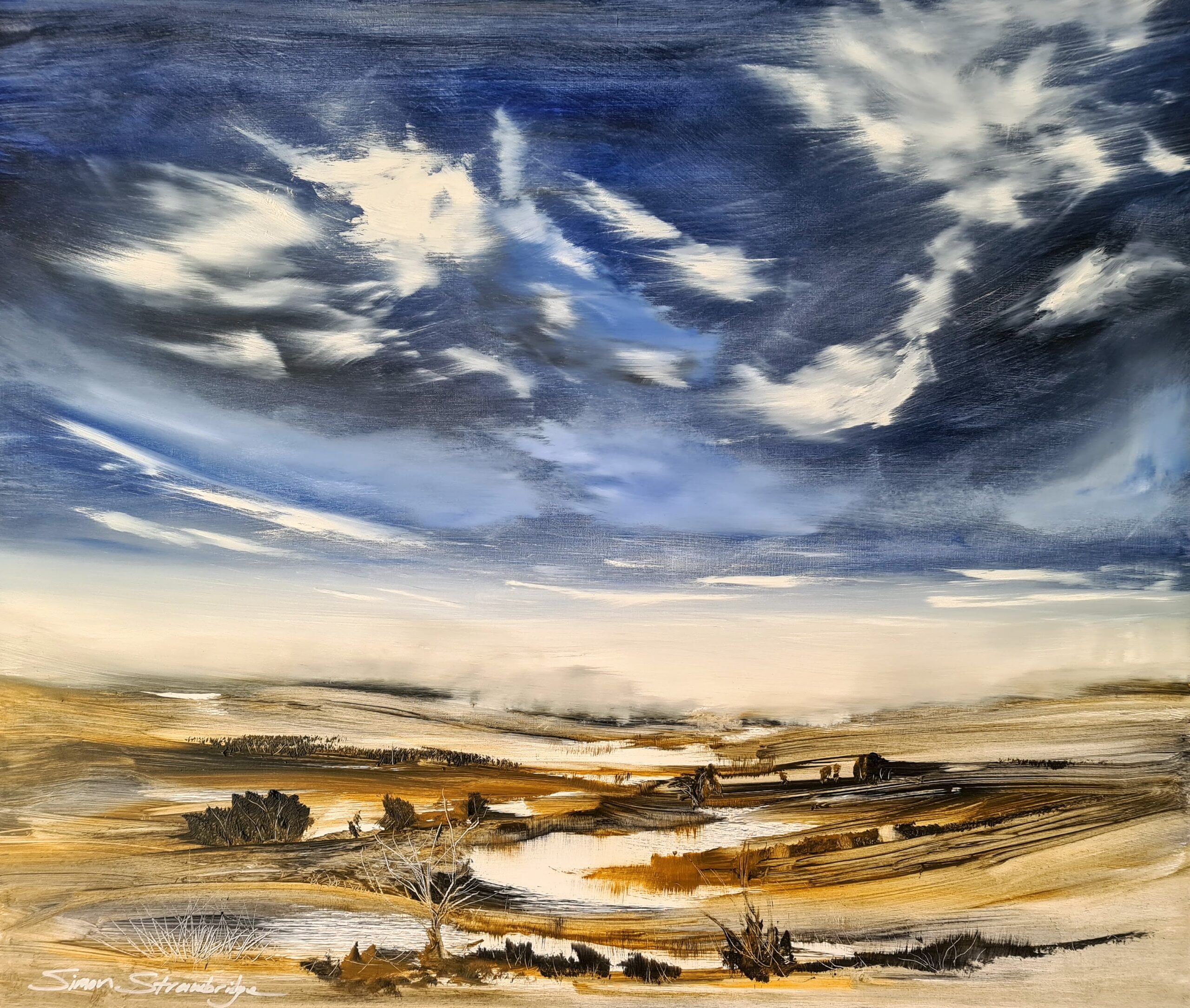 Through the Marsh - Oil Painting by Simon Strawbridge